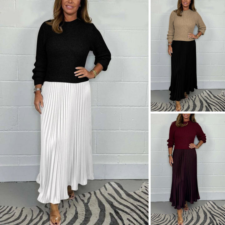 TENA™ | Chic Sweater & Pleated Skirt Set