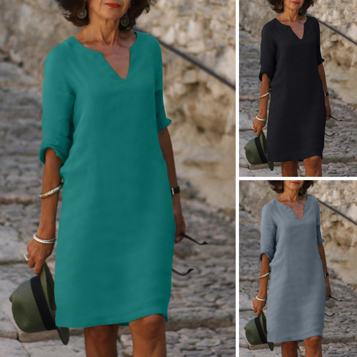 ELENA®| Timeless V-Neck Dress