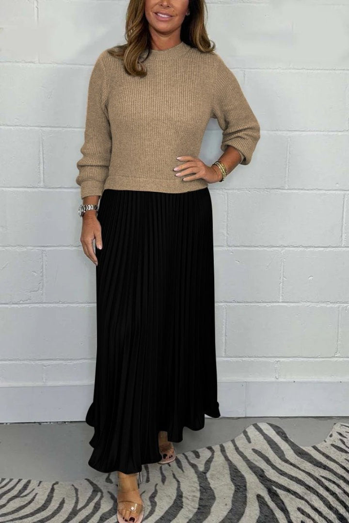 TENA™ | Chic Sweater & Pleated Skirt Set